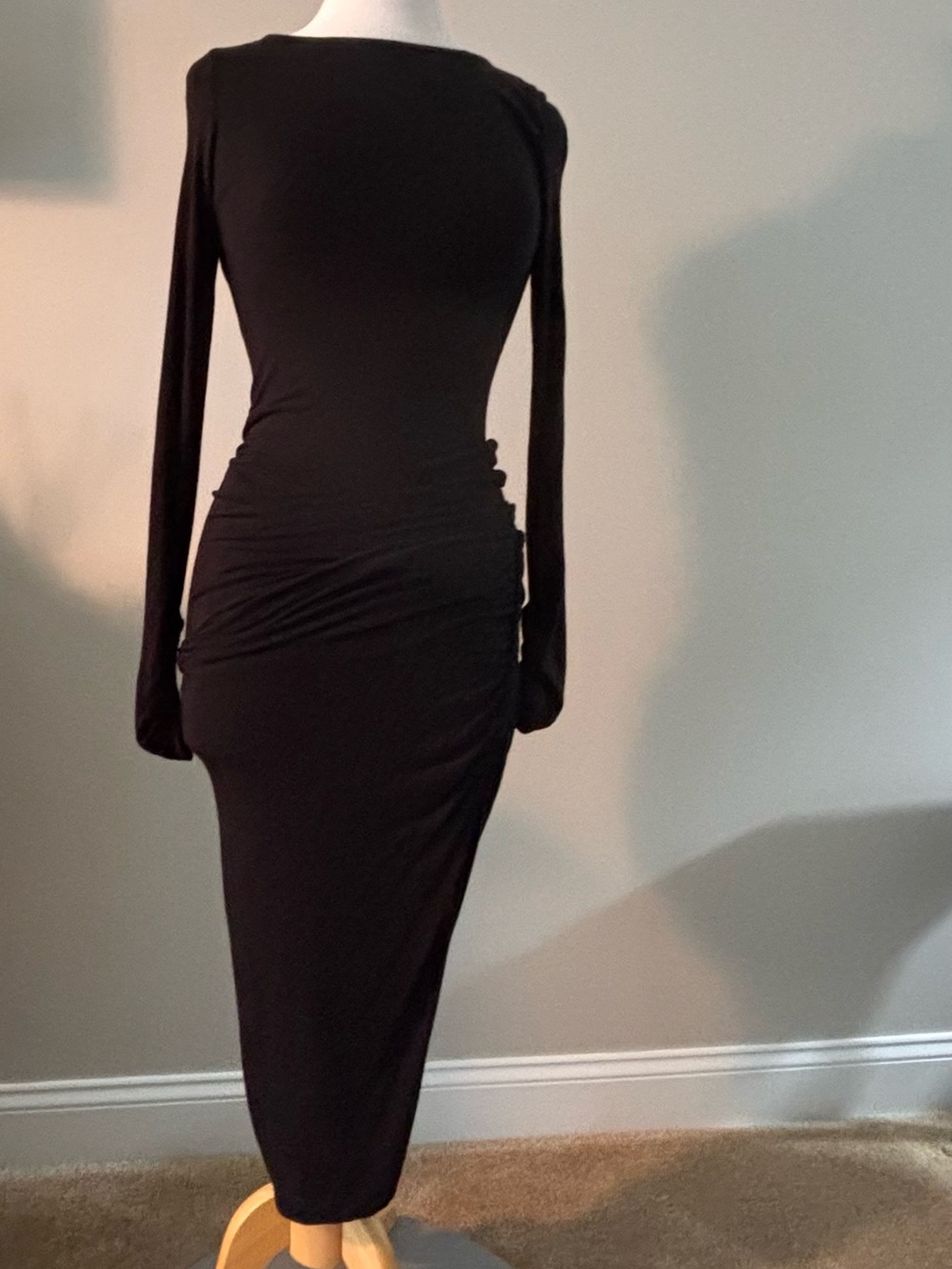 GUESS by Marciano Black Long-Sleeve Ruched Bodycon Dress